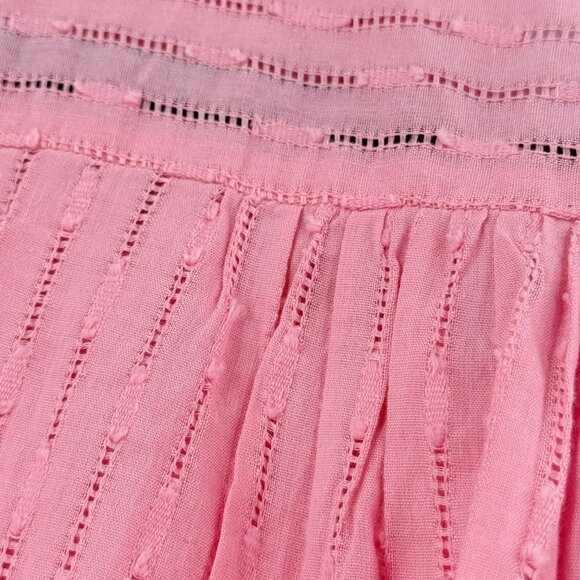 Womens Sheer Pink Button-Up Shirt S Textured Stripe Pattern Long Sleeve - Picture 4 of 9